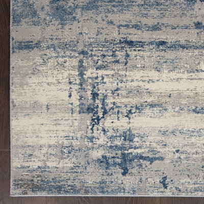 Ivory Blue Luxurious Abstract Modern Machine Made Easy to Clean Rug for Living Room Bedroom and Dining Room-282cm X 389cm