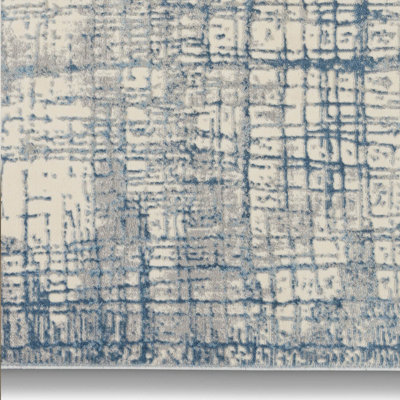 Ivory Blue Modern Easy to Clean Abstract Ruf For Bedroom Dining Room And Living Room-244cm X 305cm