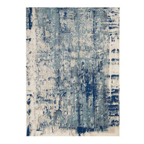 Ivory Blue Rug, Anti-Shed Abstract Rug with 10mm Thick, Luxurious Modern Rug for Bedroom, & Dining Room-117cm X 178cm