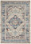 Ivory Blue Rug, Stain-Resistant Bordered Floral Rug, Traditional Luxurious Rug for Bedroom, & Dining Room-115cm (Circle)