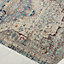 Ivory Blue Rug, Stain-Resistant Bordered Floral Rug, Traditional Luxurious Rug for Bedroom, & Dining Room-115cm (Circle)