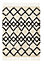 Ivory Charcoal Geometric Rug, 50mm Thick Handmade Rug, Shaggy Moroccan Rug, Modern Rug for Bedroom-80cm X 150cm