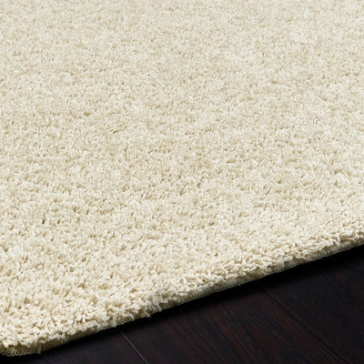 Ivory/Cream Plain Modern , Plain , Shaggy Anti-slip Rug Easy to clean ...