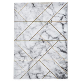 Ivory Gold Abstract Modern Easy to clean Rug for Dining Room Bed Room and Living Room-120cm X 170cm