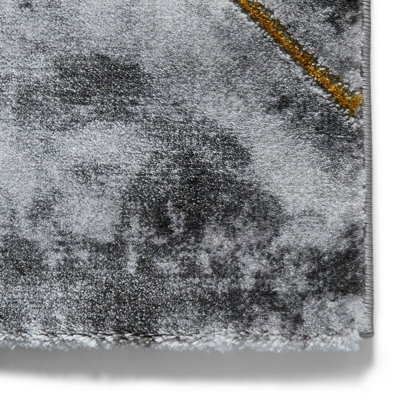 Ivory Gold Abstract Modern Easy to clean Rug for Dining Room Bed Room ...