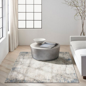 Ivory Grey Abstract Abstract Pattern Bedroom & Living Room Rug -160cm X 221cm