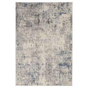 Ivory Grey Blue Rug, 10mm Thickness Stain-Resistant Rug, Luxurious Modern Abstract Rug for Dining Room-160cm (Circle)