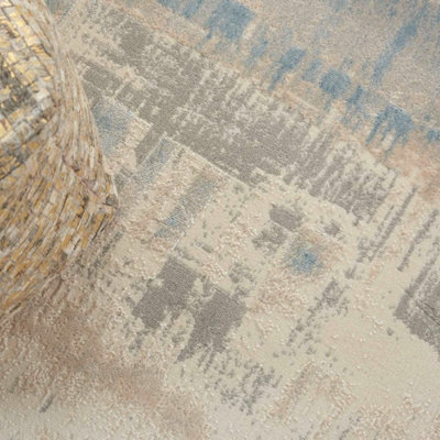 Ivory Grey Blue Shaggy Handmade Luxurious Sparkle Rug Easy to clean ...