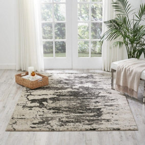 Ivory/Grey Luxurious Modern Abstract Easy to Clean Rug For Bedroom & Living Room-160cm X 221cm