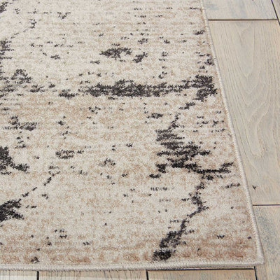 Ivory/Grey Luxurious Modern Abstract Easy to Clean Rug For Bedroom & Living Room-160cm X 221cm
