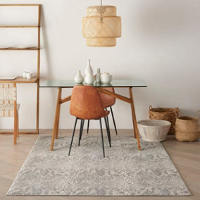 Ivory Grey Modern Abstarct Rug Easy to clean Living Room Bedroom and Dining Room-69 X 221cm (Runner)