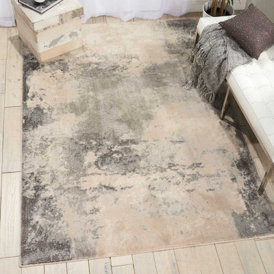 Ivory/Grey Rug, Anti-Shed Abstract Rug with 10mm Thick, Modern Luxurious Rug for Bedroom, & Dining Room-117cm X 178cm