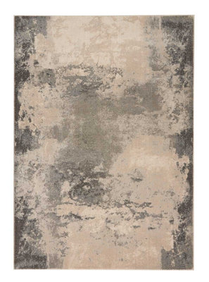 Ivory/Grey Rug, Anti-Shed Abstract Rug with 10mm Thick, Modern Luxurious Rug for Bedroom, & Dining Room-66 X 229cm (Runner)
