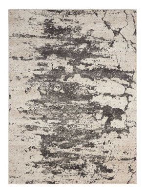 Ivory/Grey Rug, Anti-Shed Abstract Rug with 10mm Thick, Modern Luxurious Rug for Bedroom, & Living Room-160cm X 221cm