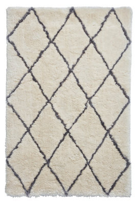 Ivory/Grey Shaggy Handmade Luxurious Modern Easy to clean Rug for Dining Room Bed Room and Living Room-150cm X 230cm
