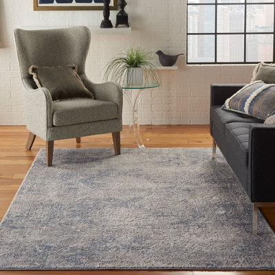 Ivory Light Blue Luxurious ,Rustic Textures Modern Rug For Bedroom & Living Room-120cm X 180cm