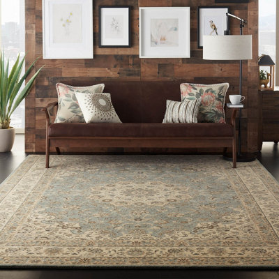 Ivory Luxurious Traditional Wool Bordered Rug for Bedroom & Living Room-168cm X 251cm