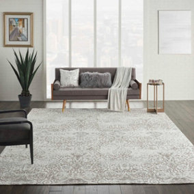 Ivory Modern Floral Rug Easy to clean Living Room Bedroom and Dining Room-152cm X 213cm