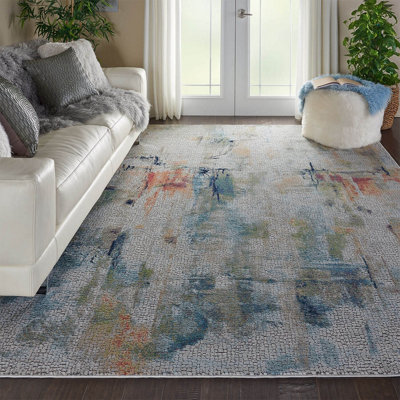 Ivory/Multicolour Floral Luxurious Modern Easy to Clean Rug for Living Room, Bedroom and Dining Room-183cm X 183cm