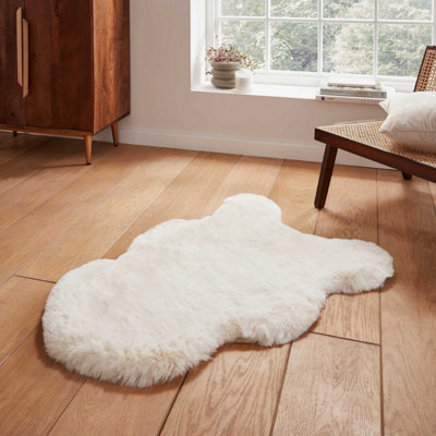 Ivory Plain Shaggy Luxurious Modern Rug for Living Room and Bedroom-60cm X 180cm (Double)