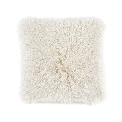 Ivory Shaggy Luxurious Plain Modern Easy to Clean Rug for Living Room and Bedroom-43cm X 43cm