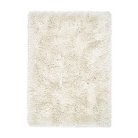 Ivory Shaggy Rug, Anti-Shed Plain Rug, Modern Luxurious Rug for Bedroom, Living Room, & Dining Room-120cm X 170cm