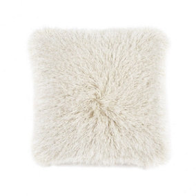 Ivory Shaggy Rug, Anti-Shed Plain Rug, Modern Luxurious Rug for Bedroom, Living Room, & Dining Room-43 X 43cm (Cushion)