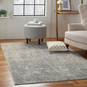 Ivory Silver Abstract Luxurious Modern Easy to Clean Rug for Living Room Bedroom and Dining Room-239cm (Circle)