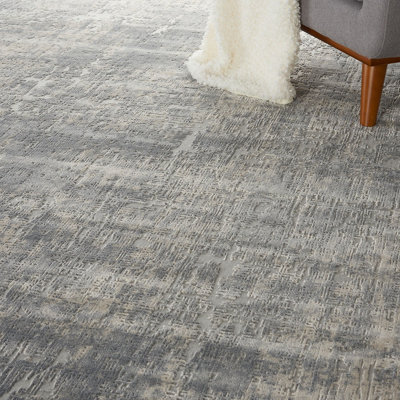 Ivory Silver Abstract Luxurious Modern Easy to Clean Rug for Living Room Bedroom and Dining Room-239cm (Circle)