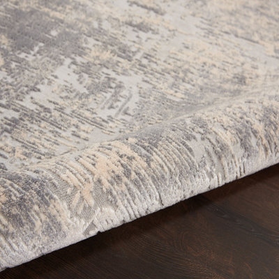 Ivory Silver Abstract Luxurious Modern Easy to Clean Rug for Living Room Bedroom and Dining Room-239cm (Circle)