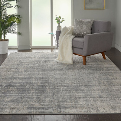 Ivory Silver Abstract Luxurious Modern Easy to Clean Rug for Living Room Bedroom and Dining Room-240cm X 320cm