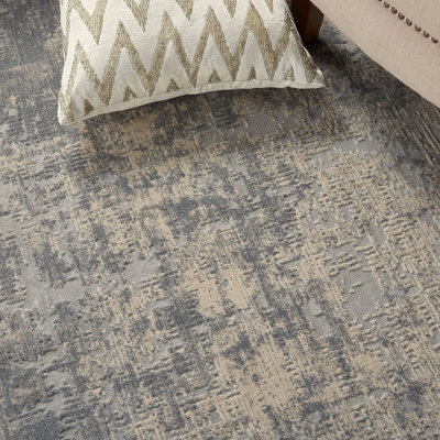 Ivory Silver Abstract Luxurious Modern Easy to Clean Rug for Living Room Bedroom and Dining Room-240cm X 320cm