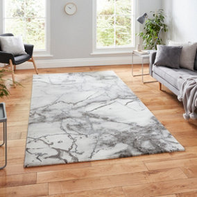 Ivory Silver Abstract Modern Easy to clean Rug for Dining Room Bed Room and Living Room-120cm X 170cm