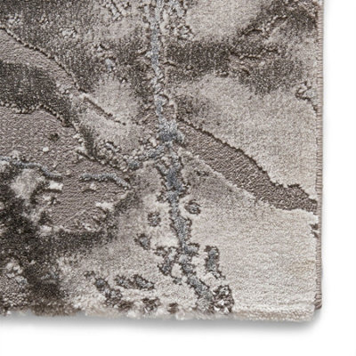 Ivory Silver Abstract Modern Easy to clean Rug for Dining Room Bed Room ...