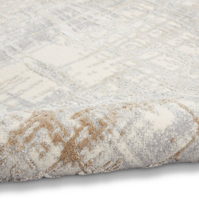 Ivory Taupe Modern Easy to Clean Abstarct Rug For Dining Room Bedroom And Living Room-122cm X 183cm