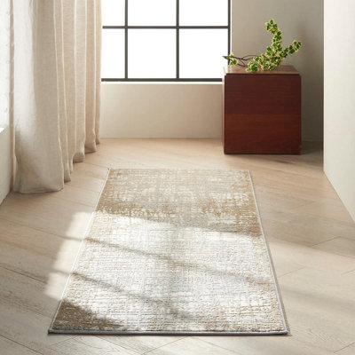 Ivory Taupe Modern Easy to Clean Abstarct Rug For Dining Room Bedroom And Living Room-122cm X 183cm