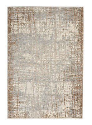 Ivory Taupe Modern Easy to Clean Abstarct Rug For Dining Room Bedroom And Living Room-122cm X 183cm