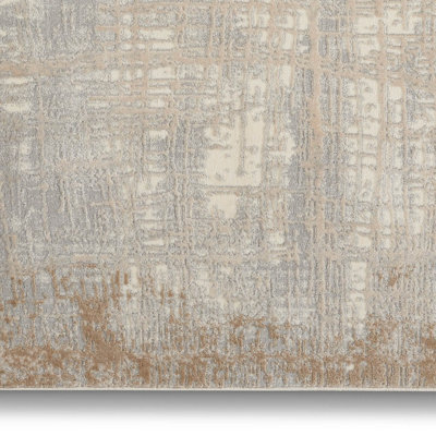 Ivory Taupe Modern Easy to Clean Abstarct Rug For Dining Room Bedroom And Living Room-97cm X 152cm
