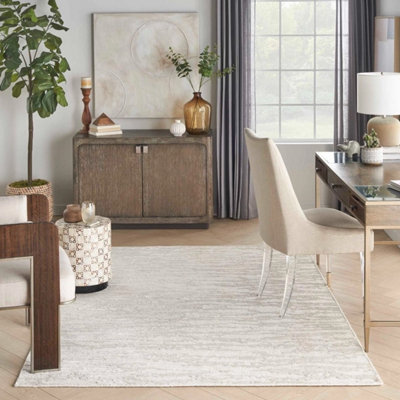 Ivory Wool Luxurious Modern HandMade Easy to Clean Abstract Optical/ (3D) Dining Room Bedroom and Living Room Rug -297cm X 419cm