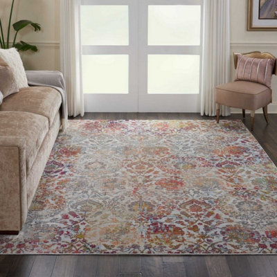 IvoryOrange Traditional Easy to Clean Floral Rug For Dining Room Bedroom And Living Room-122cm X 183cm