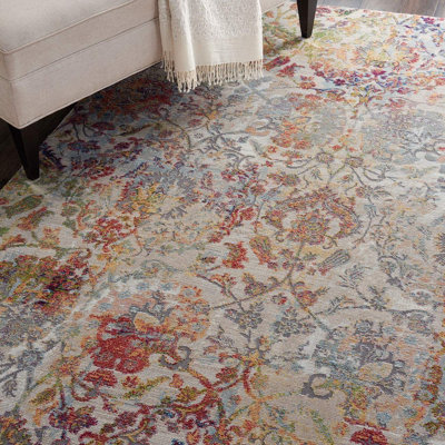 IvoryOrange Traditional Easy to Clean Floral Rug For Dining Room Bedroom And Living Room-122cm X 183cm