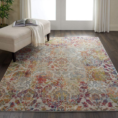 IvoryOrange Traditional Easy to Clean Floral Rug For Dining Room Bedroom And Living Room-160cm X 229cm