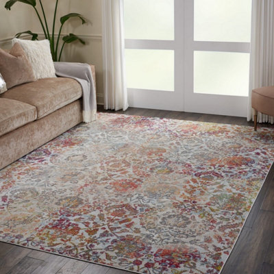 IvoryOrange Traditional Easy to Clean Floral Rug For Dining Room Bedroom And Living Room-269cm X 361cm