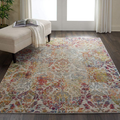 IvoryOrange Traditional Easy to Clean Floral Rug For Dining Room Bedroom And Living Room-269cm X 361cm