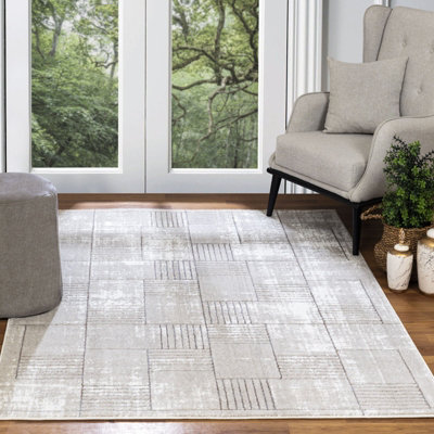IVY Scandi Modern Grey/White Area Rug 120 x 170 cm