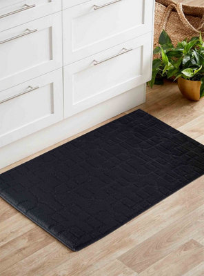 Ivy Washable Cubed Trellis Design Anti Slip Doormats Black 40x60 cm