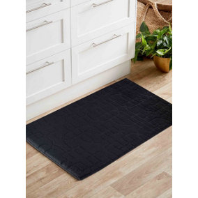 Ivy Washable Cubed Trellis Design Anti Slip Doormats Black 40x60 cm
