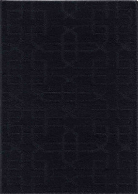 Ivy Washable Cubed Trellis Design Anti Slip Doormats Black 60x220 cm
