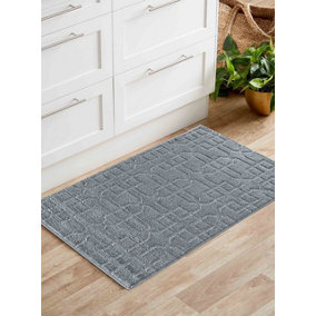 Ivy Washable Cubed Trellis Design Anti Slip Doormats Dark Grey 60x110 cm