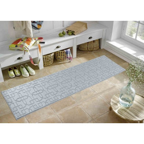 Ivy Washable Cubed Trellis Design Anti Slip Doormats Dark Grey 60x220 cm